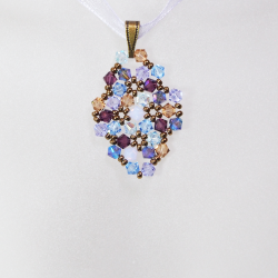 Pendant 30cm - Shea Rhombus S-Violet Organza - Pendant 30cm - Laiton bronze